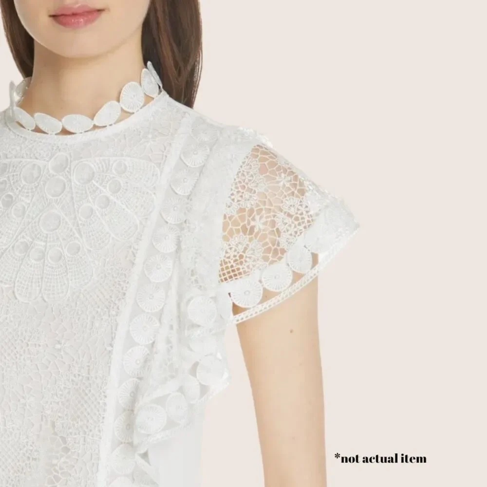 🤍 TED BAKER LONDON HIGH NECK LACK FRONT BLOUSE WHITES SIZE 1 (US 2/4) SMALL - Picture 2 of 10